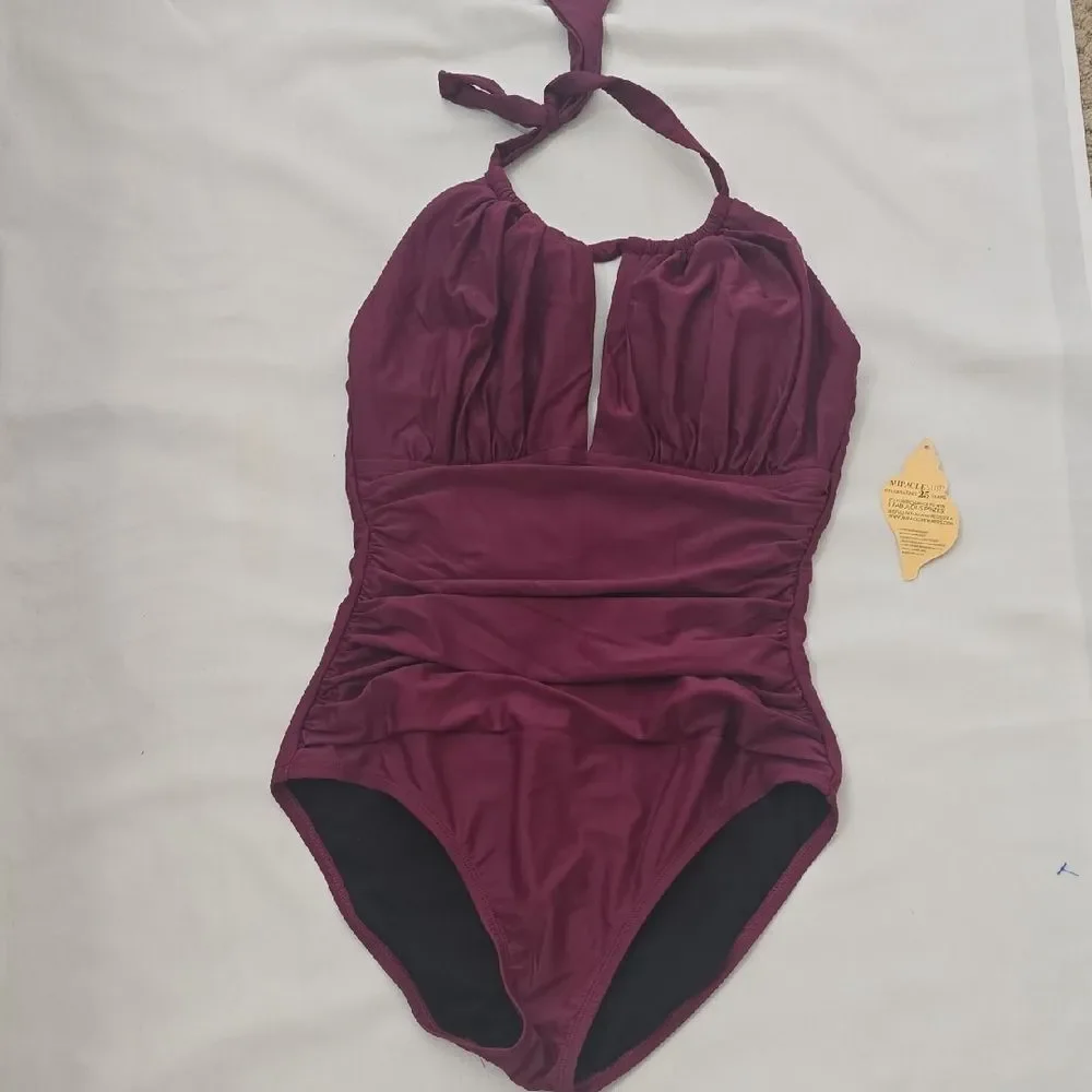 Miraclesuit Halter One-Piece Swimsuit in Plum Wine L‎